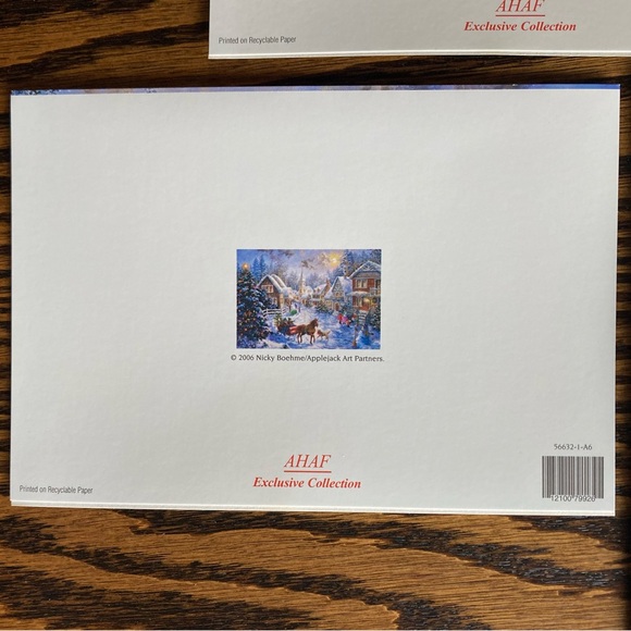 Lot of 5 Nicky Boehme Art Winter Town Cottage Unused Christmas Cards Envelopes - Picture 8 of 16